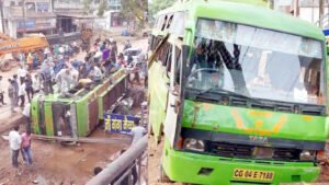 यात्री बस पलटने से 8 यात्री हुए घायल Chhattisgarh Crimes