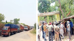 ट्रैफिक पुलिस के अवैध वसूली के विरोध में NH 53 पर ट्रक चालकों ने किया चक्काजाम Chhattisgarh Crimes