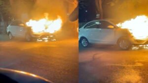 राजभवन के पास सरकारी वाहन में लगी आग Chhattisgarh Crimes