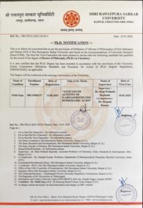 शोधकर्ता निधि साजू को कैंसर रोधी दवा विकास में पथप्रदर्शक अनुसंधान के लिए पीएचडी से सम्मानित किया गया Chhattisgarh Crimes