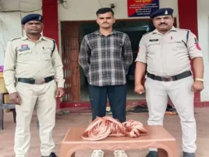 जांजगीर-चांपा के मुलमुला थाना क्षेत्र के नरियरा स्थित JSW प्लांट में तांबे के तार चोरी के मामले में पुलिस ने त्वरित कार्रवाई करते हुए प्लांट में तैनात एक सिक्योरिटी गार्ड को गिरफ्तार किया Chhattisgarh Crimes
