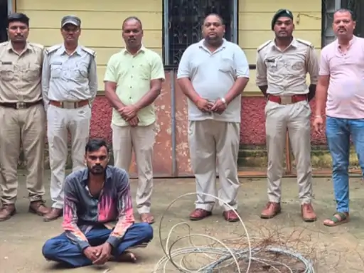 छत्तीसगढ़ के रायगढ़ जिले में जंगली सुअर का शिकार करने के लिए शिकारियों ने वन क्षेत्र से गुजर रहे 11 केवी हाईटेंशन तार से हुकिंग कर GI तार बिछाया था Chhattisgarh Crimes